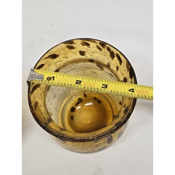 LARGE Hand Blown Bright Amber and Black Candleholders, Bubbles - Picture 9 of 10